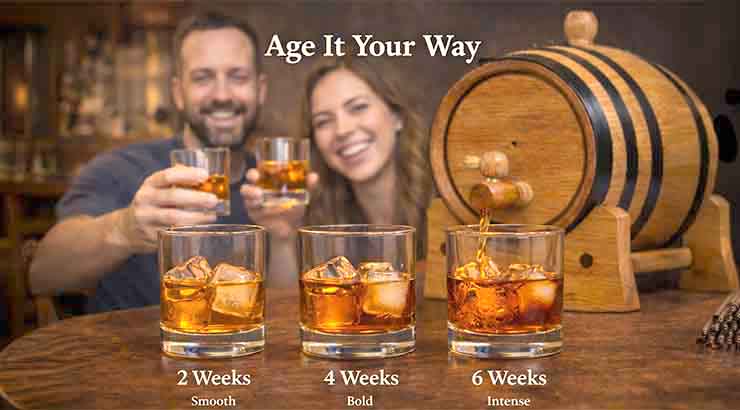 custom whiskey aging, whiskey color progression, oak barrel aging at home, age whiskey your way