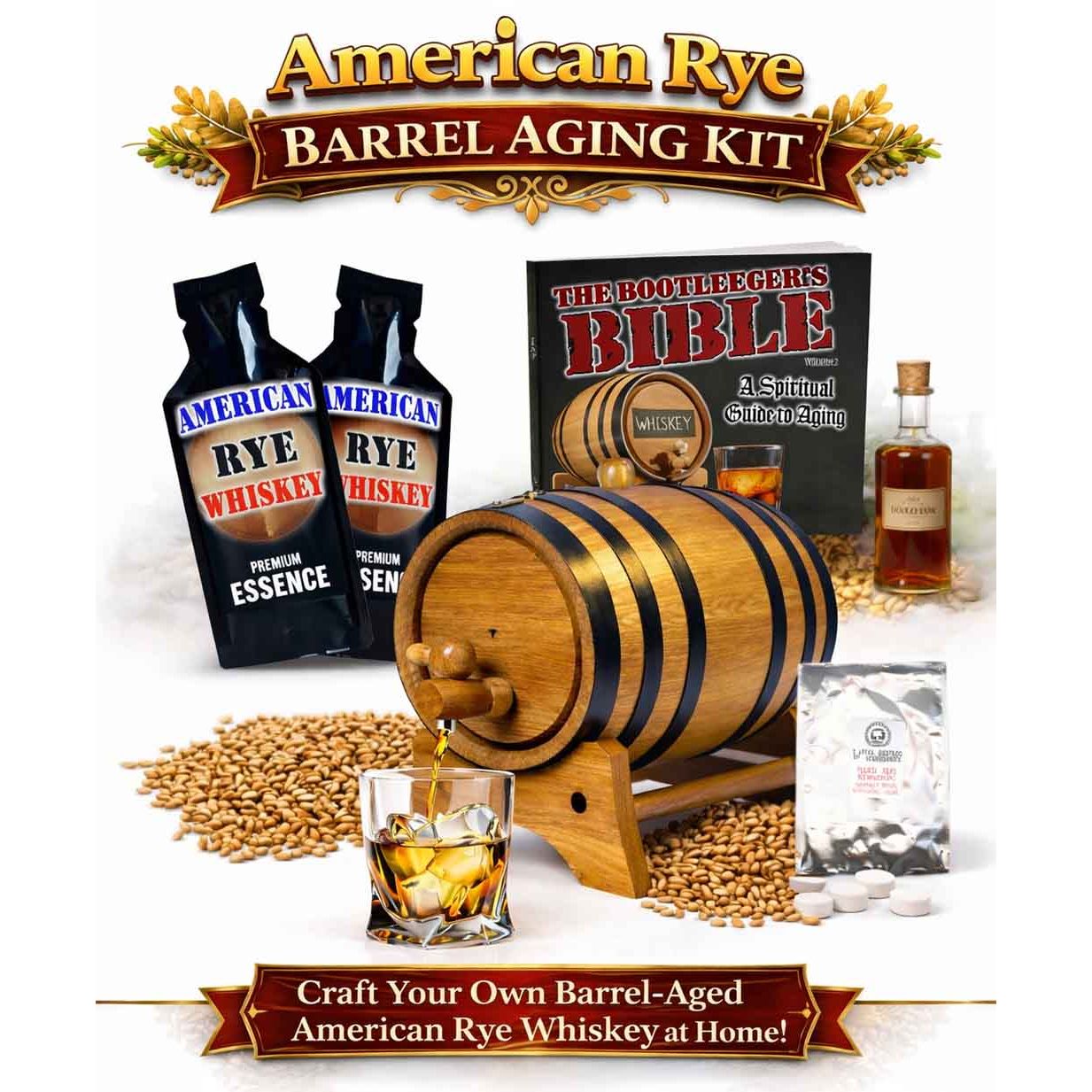 American Rye Whiskey Making Kit | Oak Barrel Home Aging & DIY Rye ...