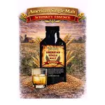 American Single Malt Whiskey Essence 20ml premium flavor concentrate with malted barley and glass of single malt style whiskey.