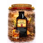Kentucky Bourbon Essence premium flavor concentrate packet with bourbon glass and corn background.