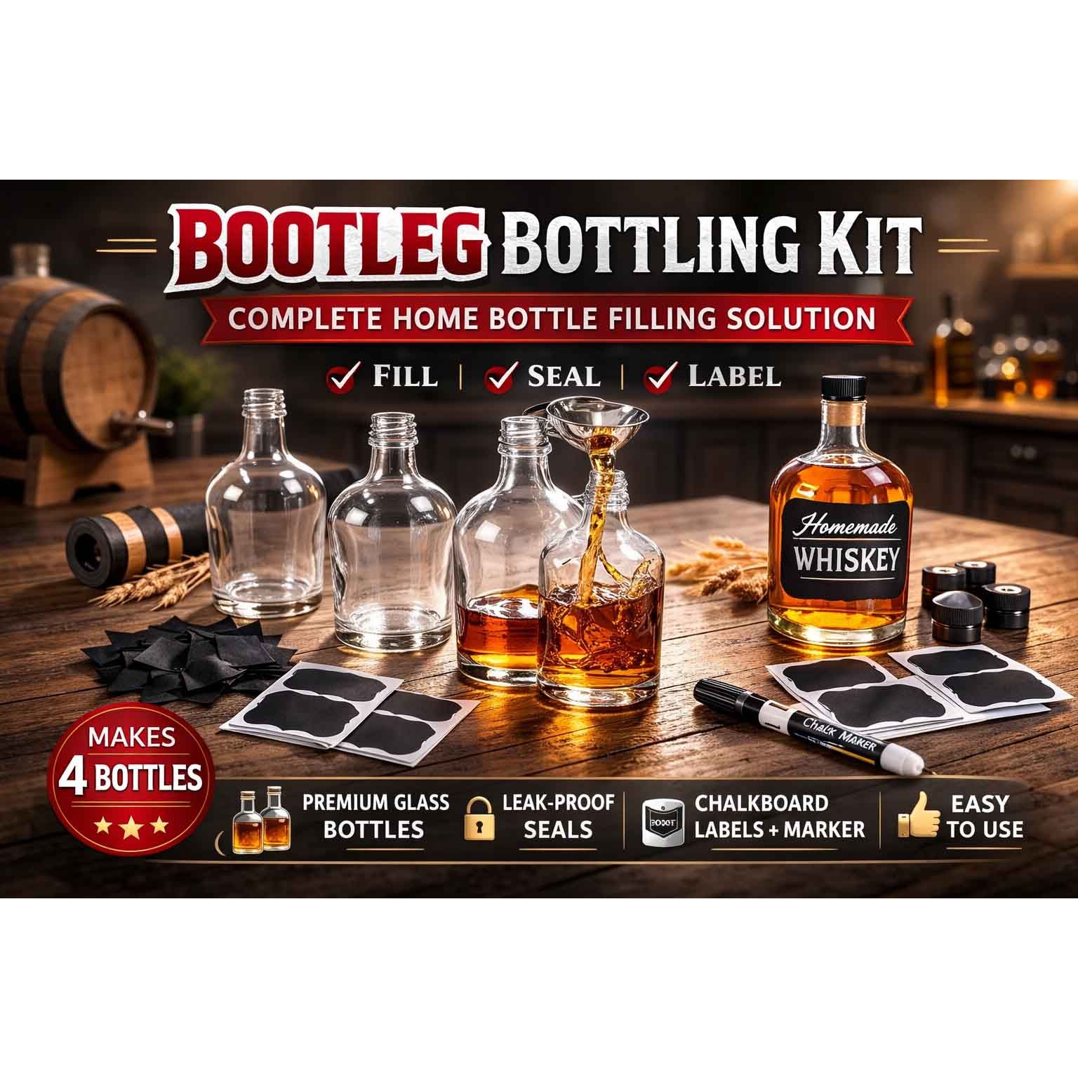 Bootleg Bottling Kit™ | DIY Whiskey Bottling Kit with 375ml Bottles ...