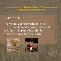 American Single Malt Whiskey flavor profile showing roasted malt, light smoke and mellow oak finish ideal for mini oak barrel aging.