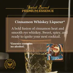 Cinnamon Whiskey Liqueur Essence alcohol-free concentrate inspired by spicy cinnamon and smooth rye whiskey flavor.