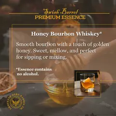 Alcohol-free Honey Bourbon Whiskey Essence concentrate with smooth golden honey notes, ideal for sipping or mixing cocktails.