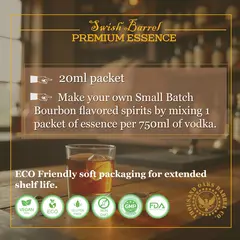 Instructions for mixing Small Batch Bourbon Essence with 750ml vodka to create homemade straight bourbon style whiskey.