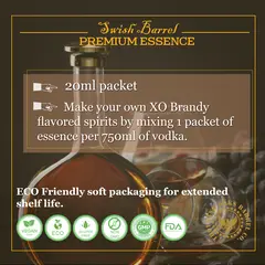 Instructions for mixing XO Brandy Essence with 750ml vodka to create homemade French-style XO brandy.