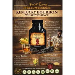 Premium Kentucky Bourbon Whiskey Essence 20ml packet for making homemade bourbon flavored spirits with oak barrel aging and charcoal mellowed flavor.