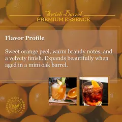 Orange Brandy flavor profile featuring sweet orange peel, warm brandy notes, and smooth velvety finish.
