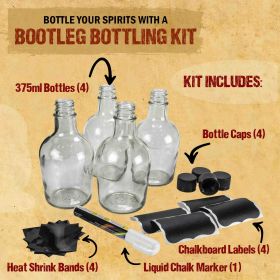 Bootleg Bottling Kit includes bottles caps chalkboard labels heat shrink bands and marker