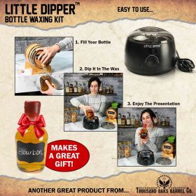 Easy bottle wax sealing process creating professional gift finish on whiskey bottle