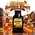 Honey Bourbon Whiskey Essence pouch by Swish Barrel with golden honeycomb and honey dipper, alongside a crystal glass of amber bourbon over ice and oak whiskey barrels.