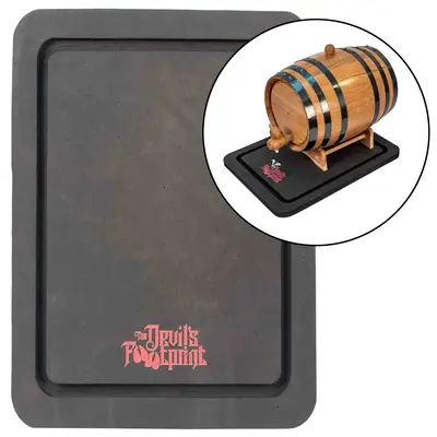 Waterproof barrel mat spill tray for aging barrels capturing alcohol leaks and drips.