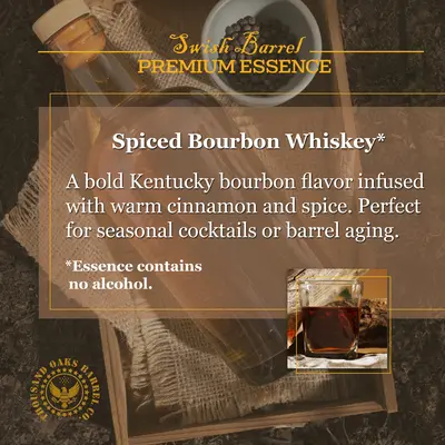 Alcohol-free Spiced Bourbon Essence inspired by Kentucky bourbon infused with warm cinnamon and baking spices.