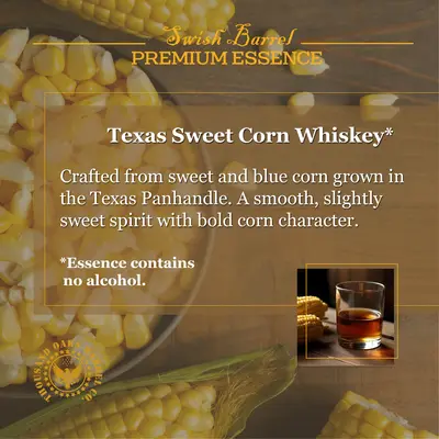 Alcohol-free Texas Sweet Corn Whiskey Essence inspired by sweet and blue corn grown in the Texas Panhandle.