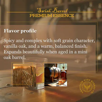 Flavor profile of Winter Wheat Bourbon Essence featuring soft grain character, vanilla oak, warm spice, and balanced finish.