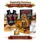 Kentucky Bourbon Whiskey Making Kit with charred American oak aging barrel, bourbon essence packets, and glass of bourbon on the rocks