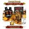 Premium Orange Brandy Kit with oak barrel aging system, citrus essence packets, glass of brandy on the rocks and fresh orange slices.